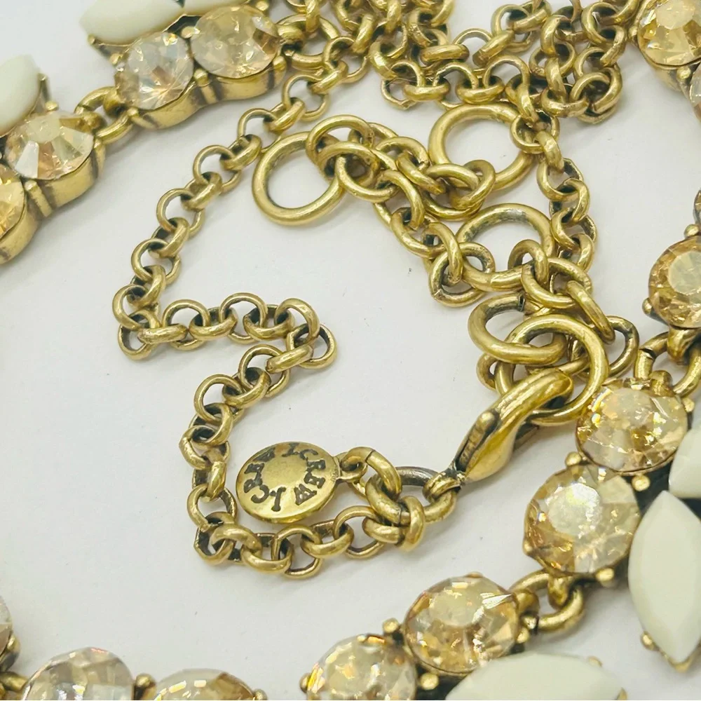 J. Crew Gold Jeweled and Cream Necklace
